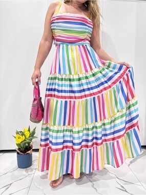 Striped Multi-Color Maxi Dress with Spaghetti Straps